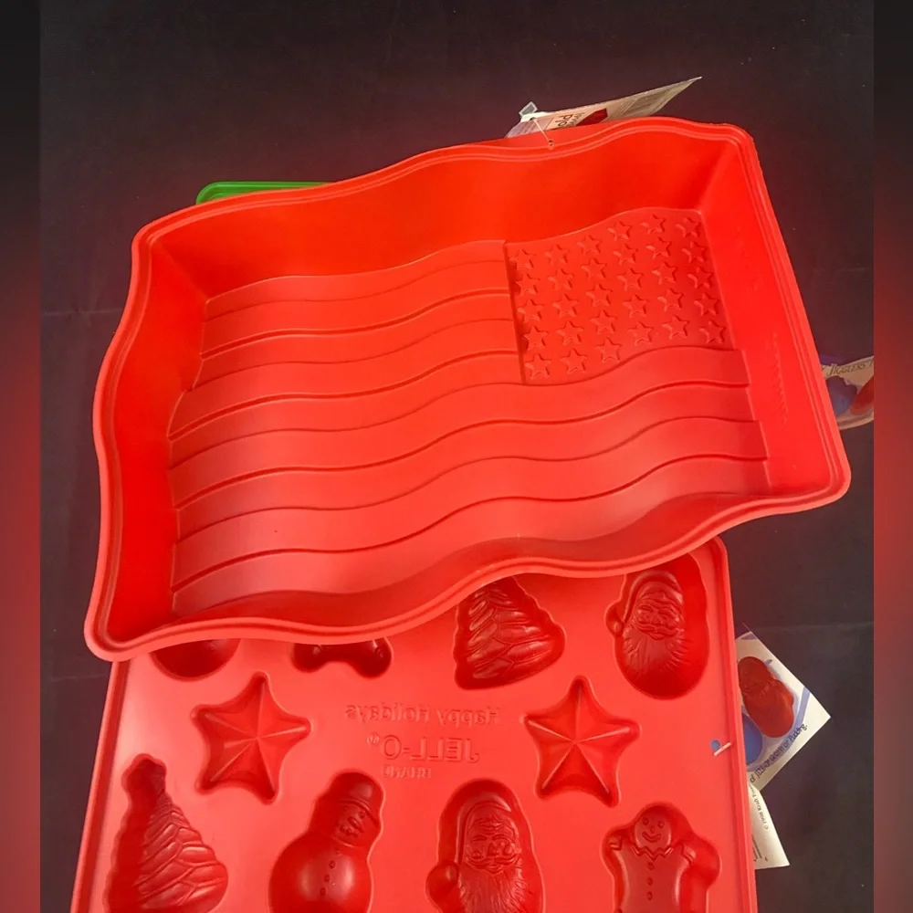 Vintage 90s JELL-O Jello Jigglers Molds & Patriotic Flag USA Christmas Holidays